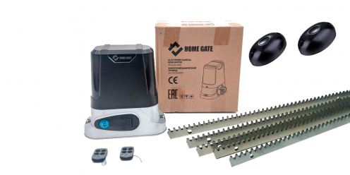 Комплект электропривода для откатных ворот HOME GATE LTM 800 + рейка 5 шт + фотоэлементы